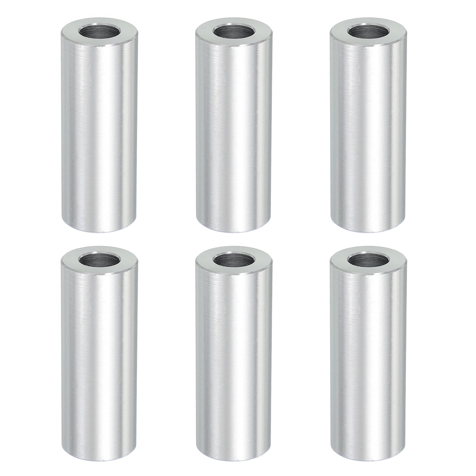 PATIKIL 6PCS Aluminum Spacers, 3/8" x 3/4" Metal Spacers Aluminum 2" l Spacer Screw Standoff Round Unthreaded Standoff Bushing for 3/8inch Screw Bolts, Silver