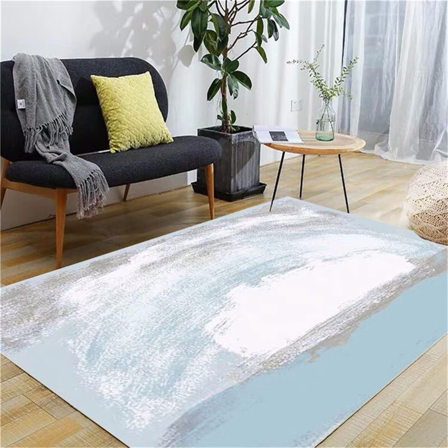 Tapis absorbant et moelleux protection de sol bleu gris 180x270cm