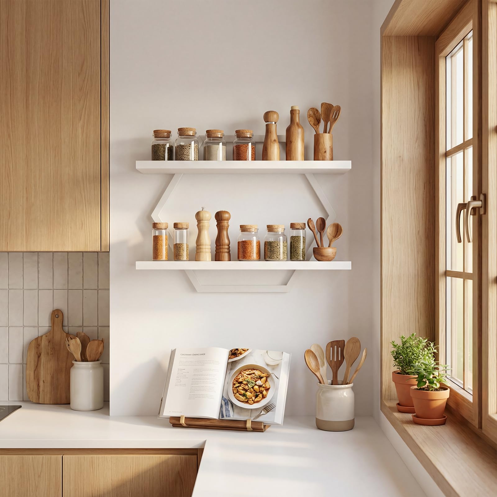 2 Pièces Étagère Murale,Étagères murales en Bois,DIY Déco Tablette Flottante,Etagere Flottante de Rangement pour Maison,Salon,Chambre à Coucher,Bureau,Salle de Bain,Cuisine (Blanc)