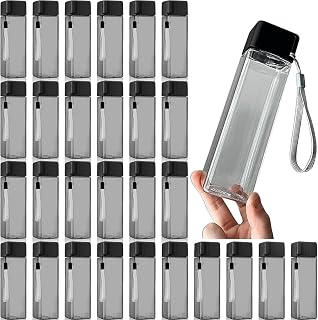 30 Pcs Water Bottle Bulk Plastic Sports Water Bottles for Kids Adults Reusable Leak Proof Portable Drink Container Large for School Classroom Travel Camping Fitness Office (Black, 500 ml)