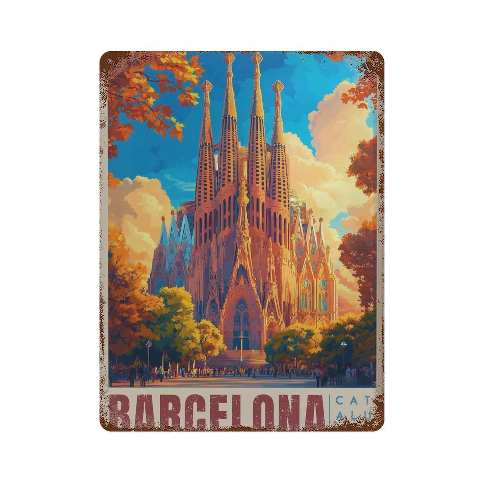 xiaoxiaoshen Barcelona Travel Sagrada Familia Spain (2) Wall Decor Art Metal Tin Poster Modern Home Decor Art Home Bar Shop Decorations Vintage Sign 40x30cm