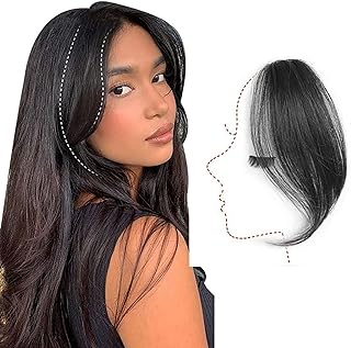 Front Hair Extensions for Women, Bangs Hairs Extensions for Women, Hair Topper for Women Thin Hair, Natural Black Hairs Ex...