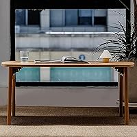 Vista 4 de SYALEO Mesa de Centro Mesa de centro de madera maciza, mesa plegable estilo japonés, mesa auxiliar para sala de estar, sofá, mesa auxiliar de 17.7