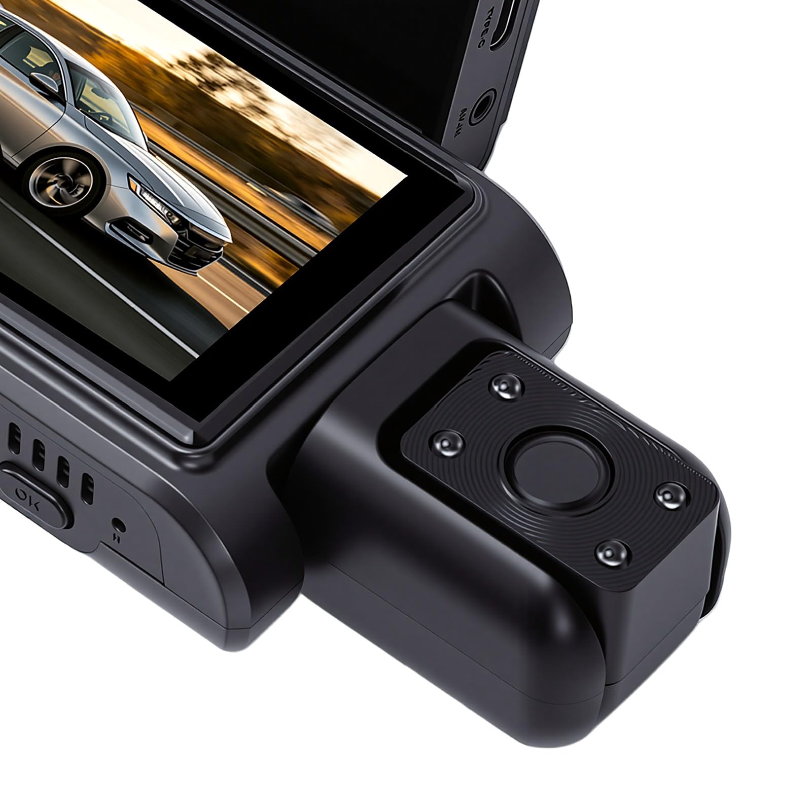 Naroote Dash Cam 4 Canali 1080P, Schermo 3 Pollici, Modalità Notturna