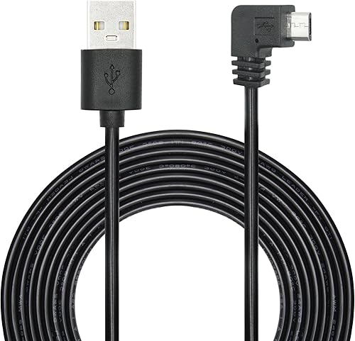 Miniatura 8 de Cable de alimentación micro USB de 90 grados de 11 pies, cable de carga micro USB de ángulo recto para cámara de tablero de automóvil, teléfonos y