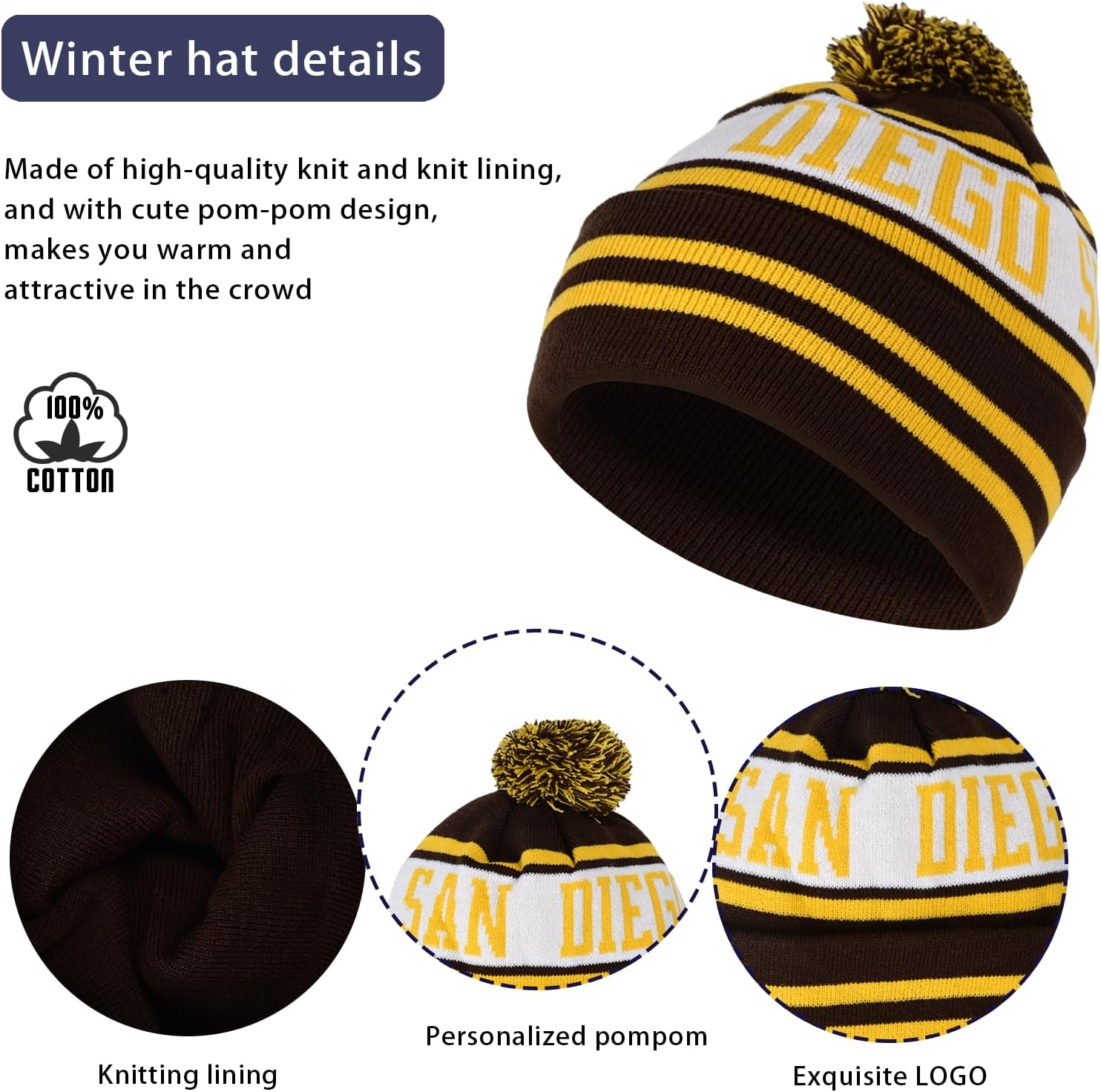 Vintage Classic Skull Cap Beanie Hat Cuffed Winter Hat Knit Comes with Warm Gloves Gifts for Unisex Fans - Image 2