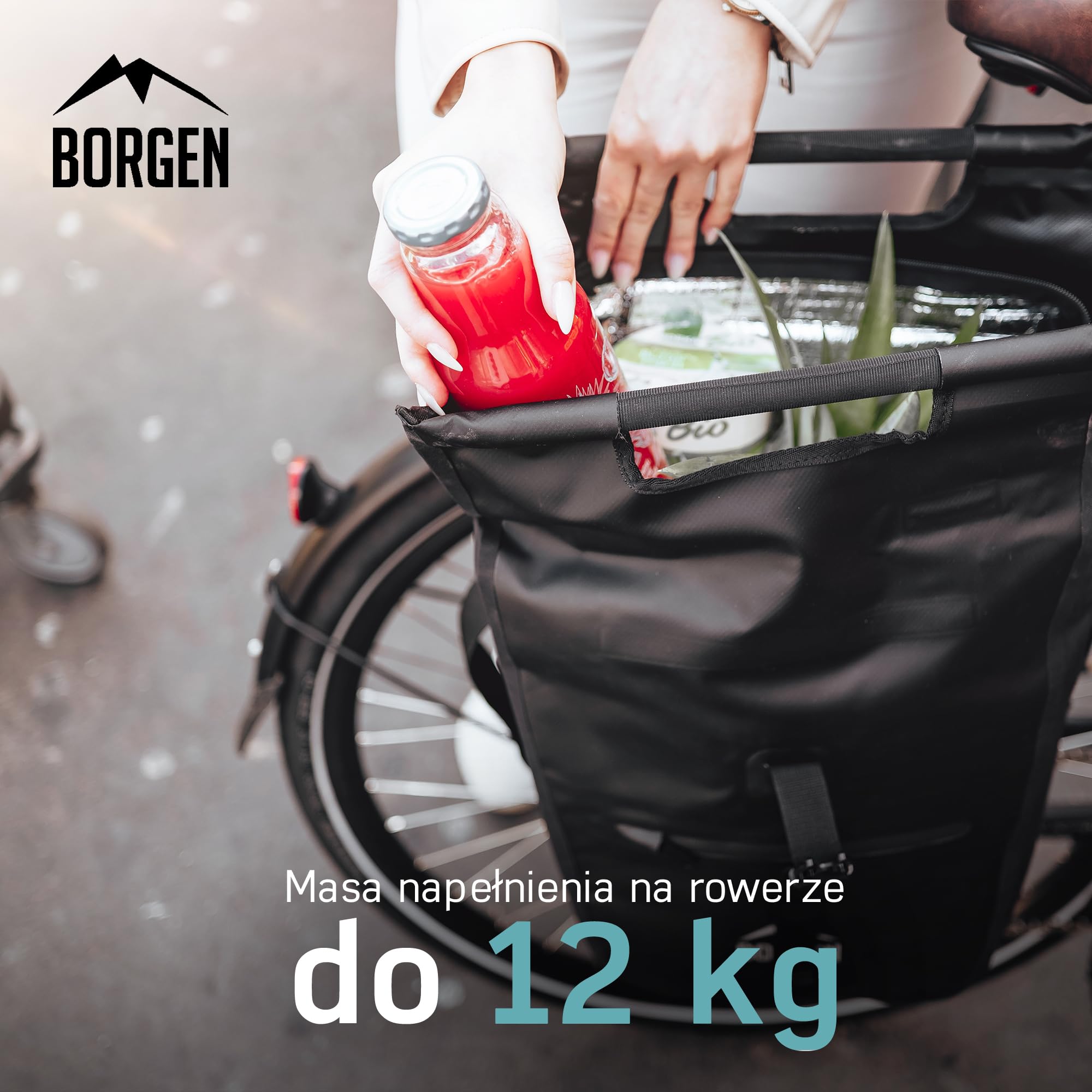 Borgen rower torba na zakupy do bagażnika z wyjmowanym wkładem chłodzącym – Może być stosowana jako sakwa, torba rowerowa, torba na bagażnik 23 litry