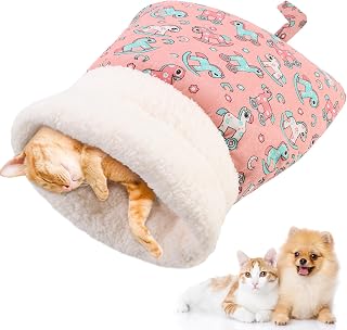 Cozy Pet Nest for Cats, Cat Sleeping Bag,Warm Indoor Feline Bed with Portable Design, All-Season Cozy Cat Nest & Sleeping Bag for Small Dogs