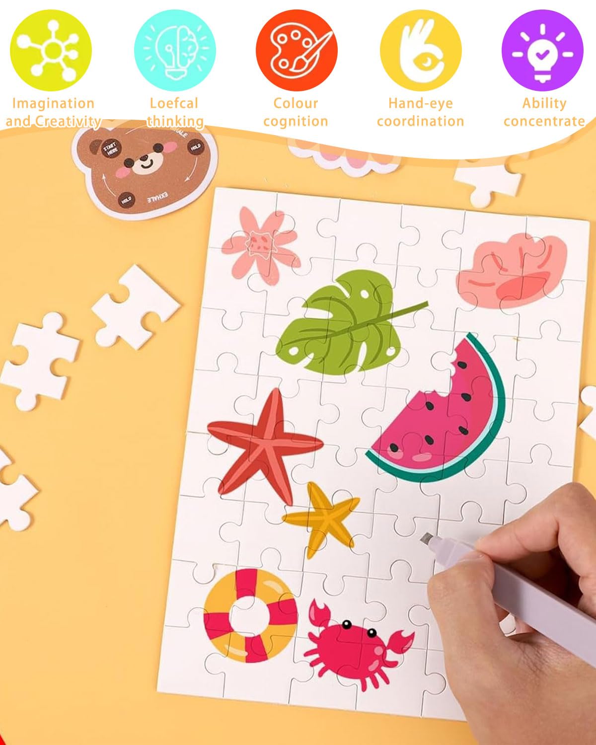 DAFNE 5 unbemalte Puzzleteile (bemalbar), DIY-Puzzles, DIY-Fotopuzzles, Kreativ-Bastelsets, Kindergeburtstags- und Kunstprojekte, Kindergeburtstagsbasteln (insgesamt 350 Teile)
