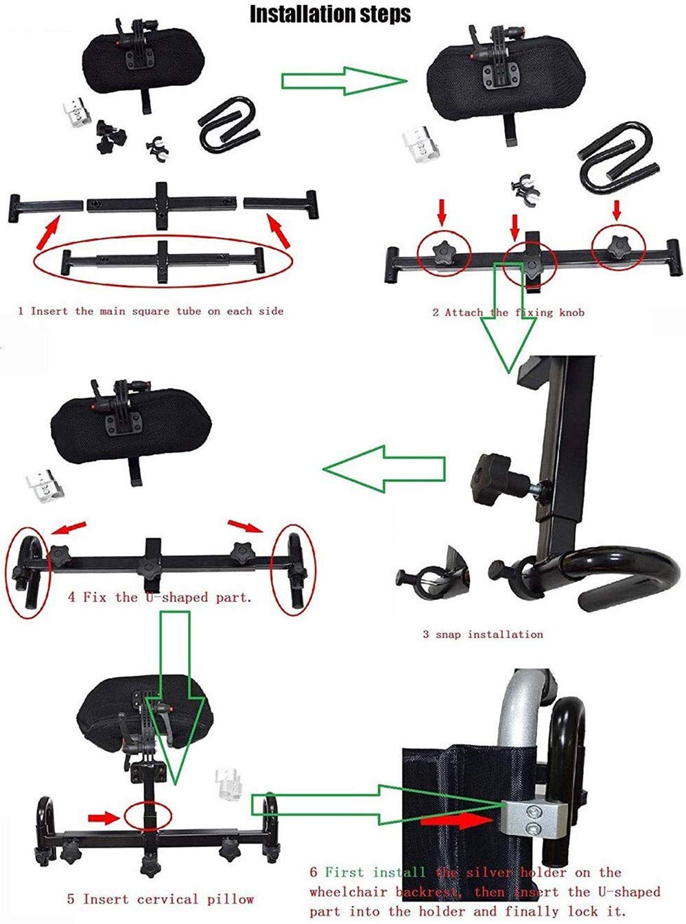 Reposacabezas universal para sillas de ruedas eléctricas o manuales, reposacabezas ajustables para sillas de ruedas, soporte para el cuello, cojín, soporte de almohada, tamaño alto y bajo ajustable
