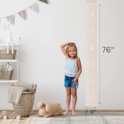 Miniatura 4 de Morxy Tabla de crecimiento de lona para niños, decoración de pared unisex para habitación de niños, tabla de medición de altura, cinta de pared con