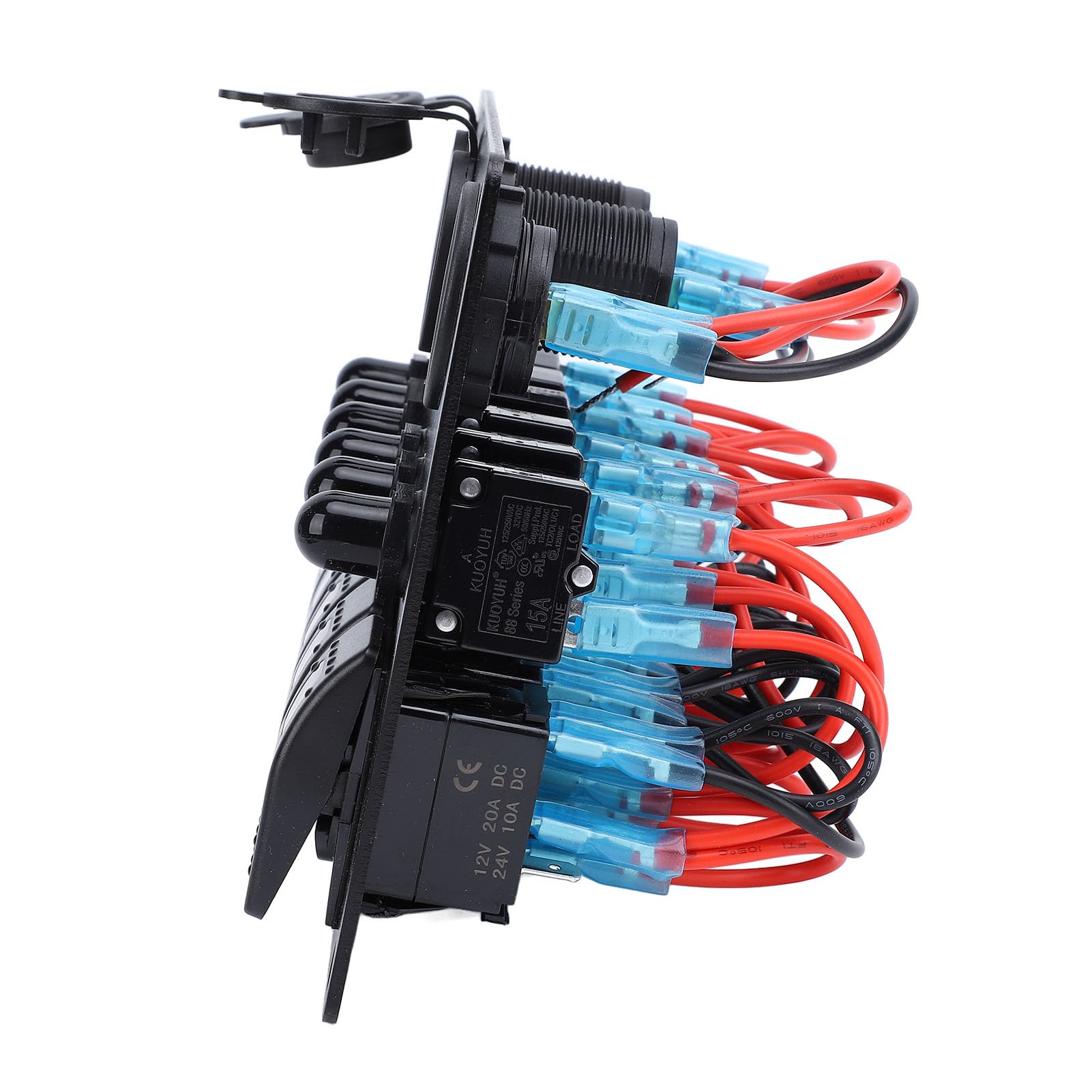 Generic Panel Przełączników Kołyskowych 6-krotny z ładowarką USB i Woltomierzem do łodzi, Pojazdów Kempingowych, SUV-ów, Trwała Konstrukcja ze Stopu Aluminium (Czerwone światło)
