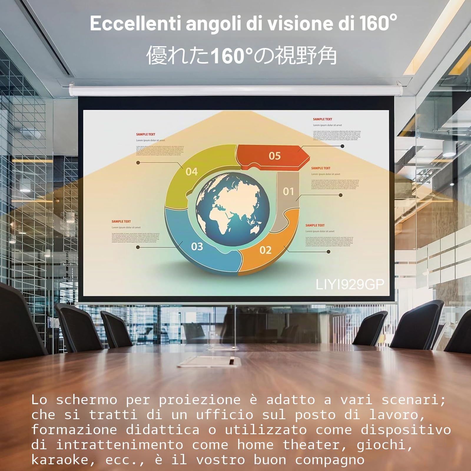 Manuale Telo Proiettore Avvolgibile - 60 72 Pollici Schermo Per Proiettore Universale 4:3 16:9 HD - Projector Screen W/Auto-Locking, Altezza Regolabile, Montato A Parete/soffitto(60inch 4:3)