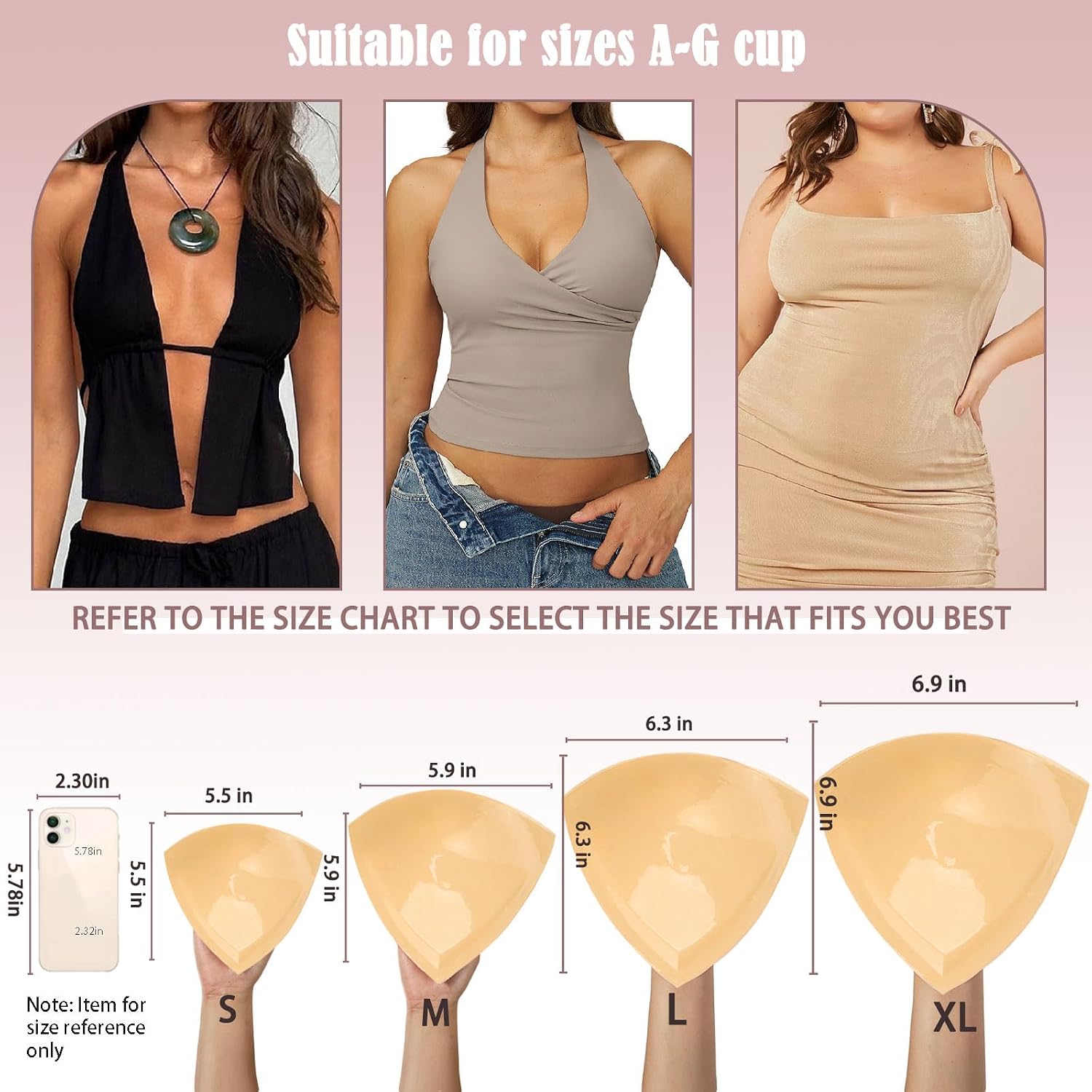 Double Sided Sticky Bra Inserts for Large Bust, Invisible Lift Push Up Pads – Lightly Padded & Reusable Adhesive Bra image 5