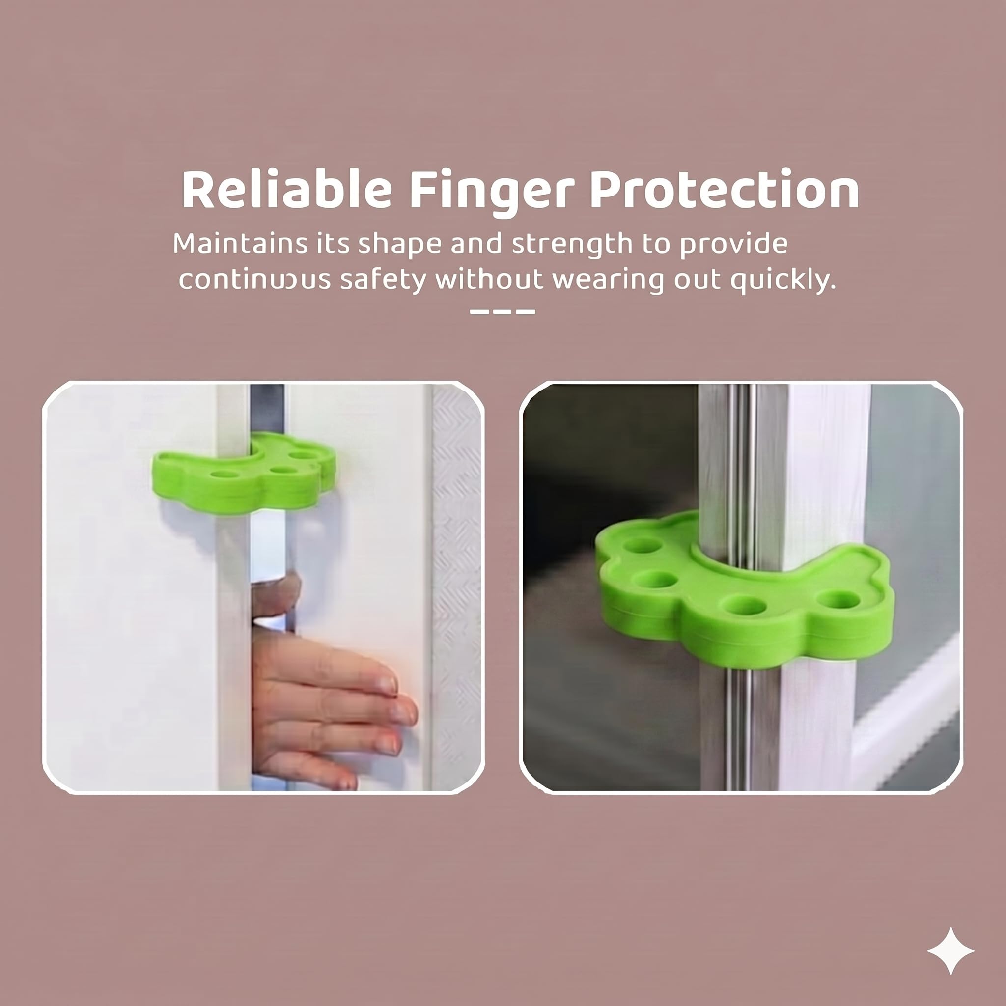 Safe-O-Kid 2 Pcs Silicone Door Stopper for Baby Safety, Door Slam Stopper Made with 100% Pure Silicone, BPA Free, Finger Pinch Door Guard for Kids & Pet or Child from Getting Locked in Room - Green 1