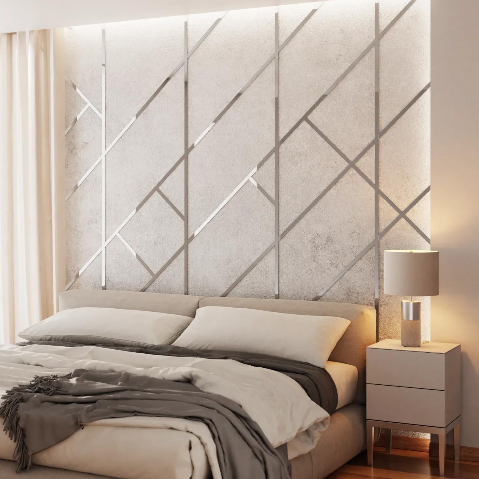 EFUTURETIME Modanatura Autoadesiva in Acciaio Inox, 1cmx5m, Modanatura Flessibile Metallizzata con Effetto Specchio per la Decorazione di Mobili, Bordi a Specchio, Pareti, Porte, Soffitti, Argento
