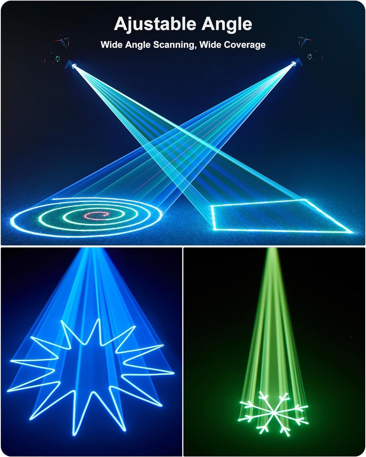 Discolight Partylicht, 4PC 3D Animation DJ Disco Licht, Partylicht mit Fernbedienung，DMX512 und Sound Controlled Beam Effects für Party Live Shows Club Halloween