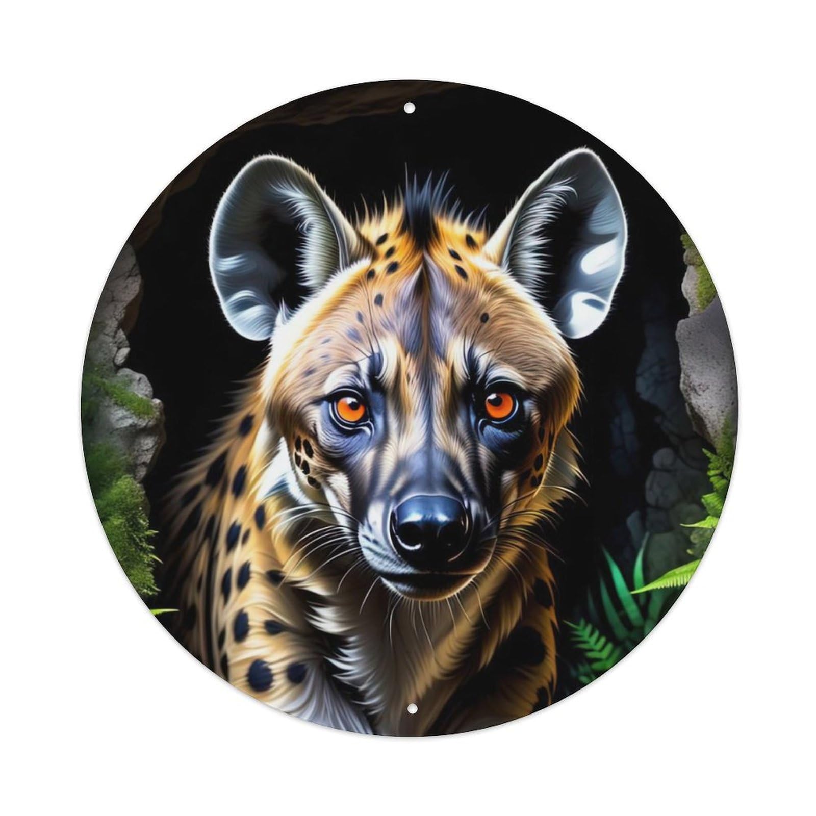 Hyenas in The Grass Animal Vintage Metal Tin Sign Plaque Wall Decor for Cafe, Club Bar, Office, Garden Metal Poster 8x8Inch