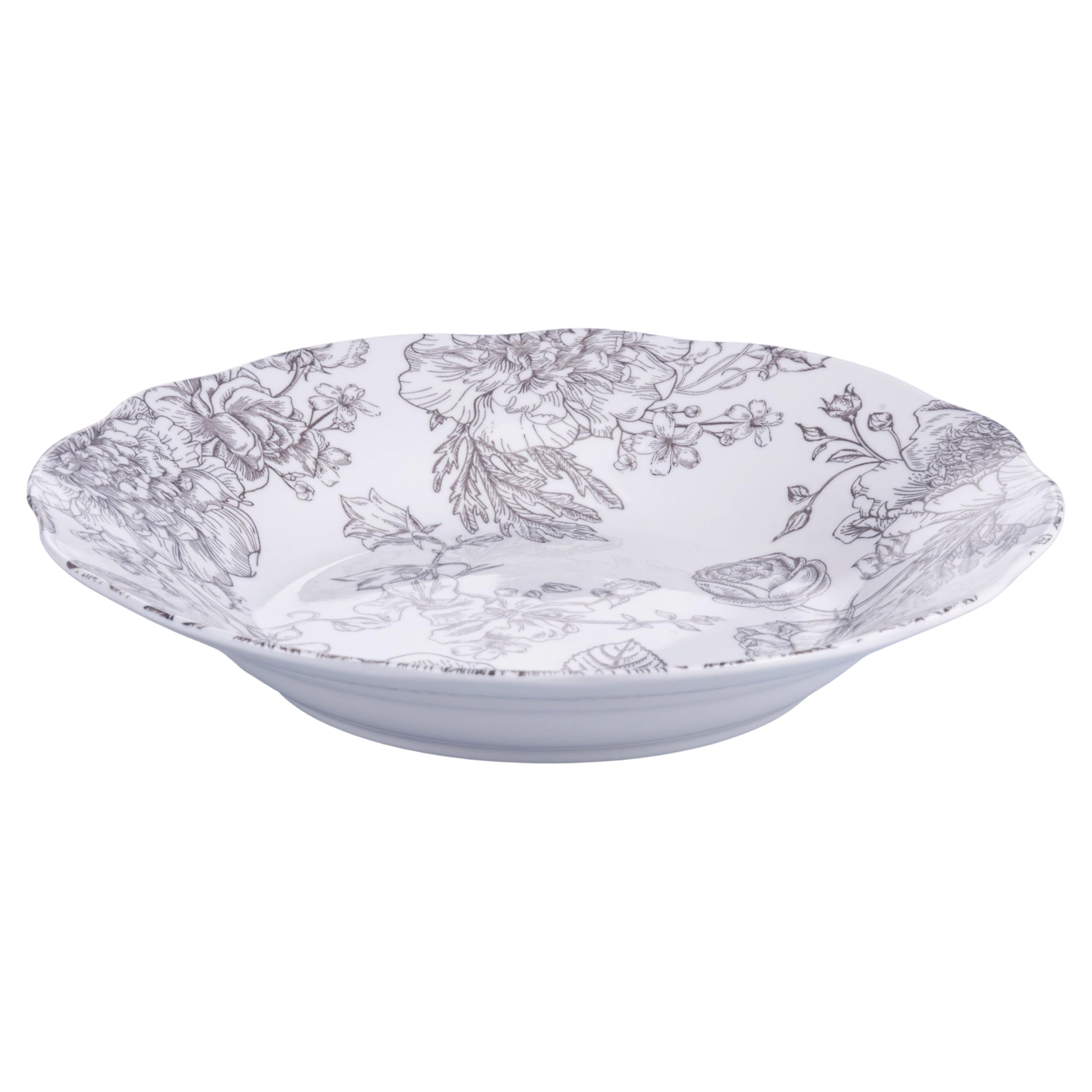 Servizio piatti 18 pezzi in porcellana, 6 posti tavola, decoro floreale, Madame Grey