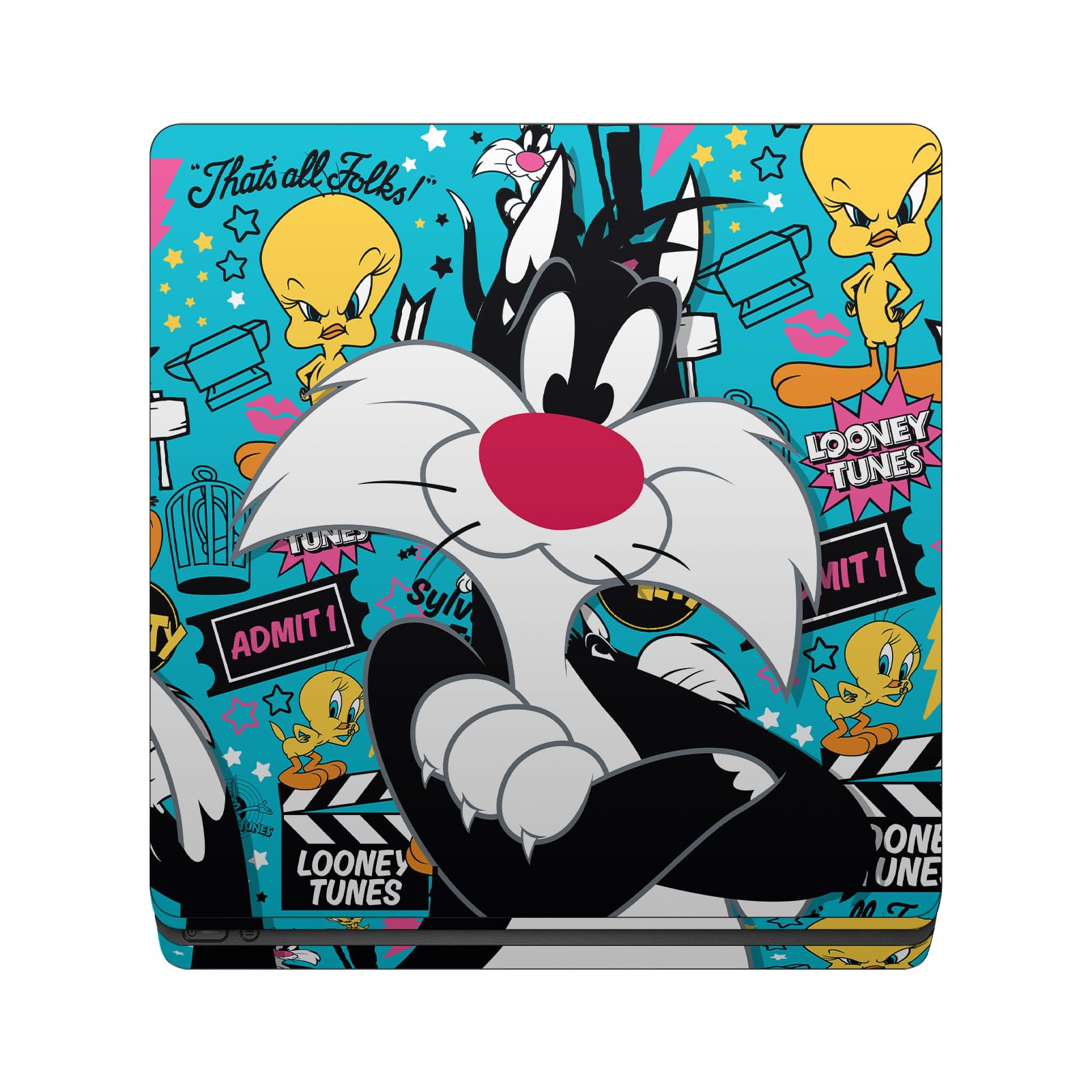 Head Case Designs Licenza Ufficiale Looney Tunes Sylvester The Cat Grafica E Personaggi Vinile Sticker Gaming Pelle Adesivo Compatibile con Sony PlayStation 4 PS4 Slim Console & DualShock 4 Controller