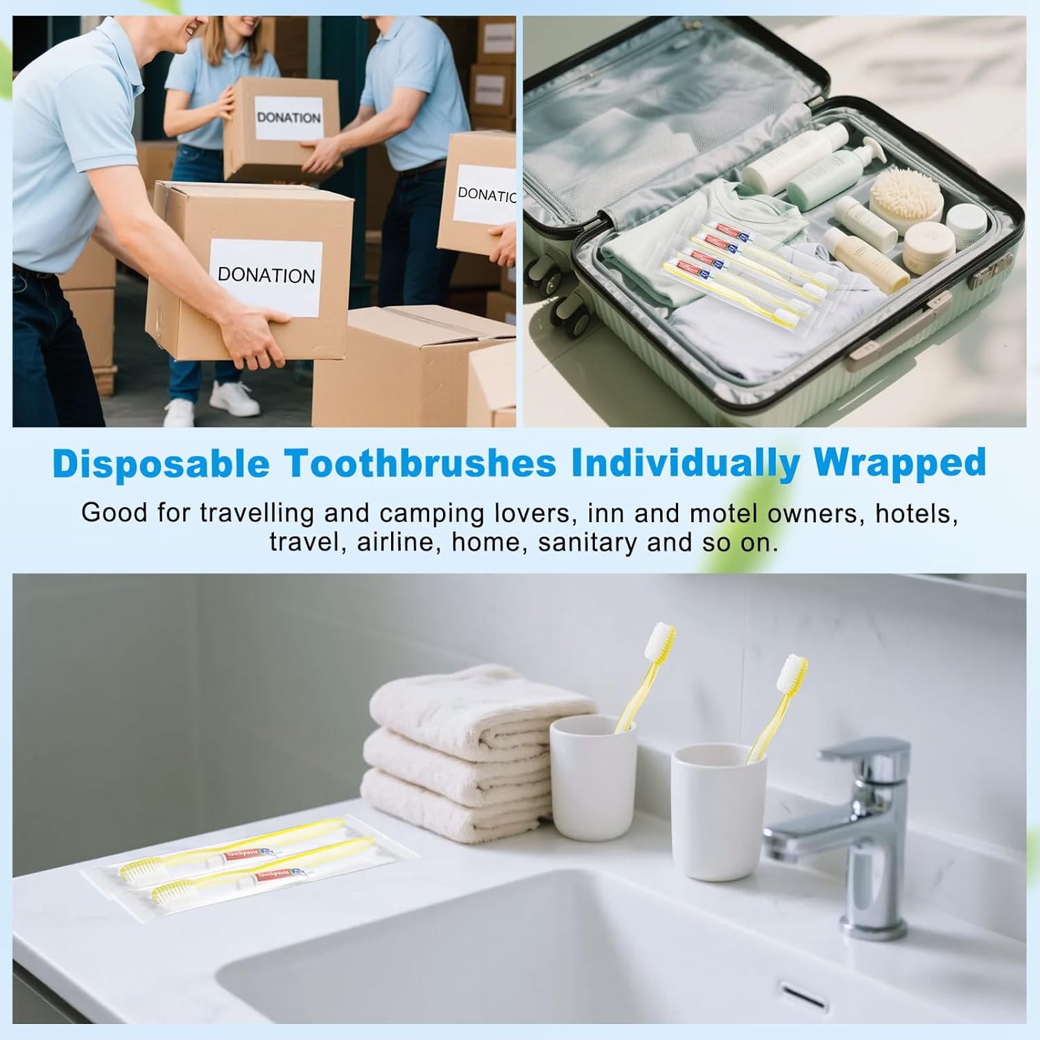 Disposable Toothbrush with Toothpaste Set Bulk, Individually Wrapped Soft Bristles Travel Size Medium Manual Toothbrushes Kit for Hotel/Travel/ Business/Donation/Homeless/Charity/Camping (200 Pack)