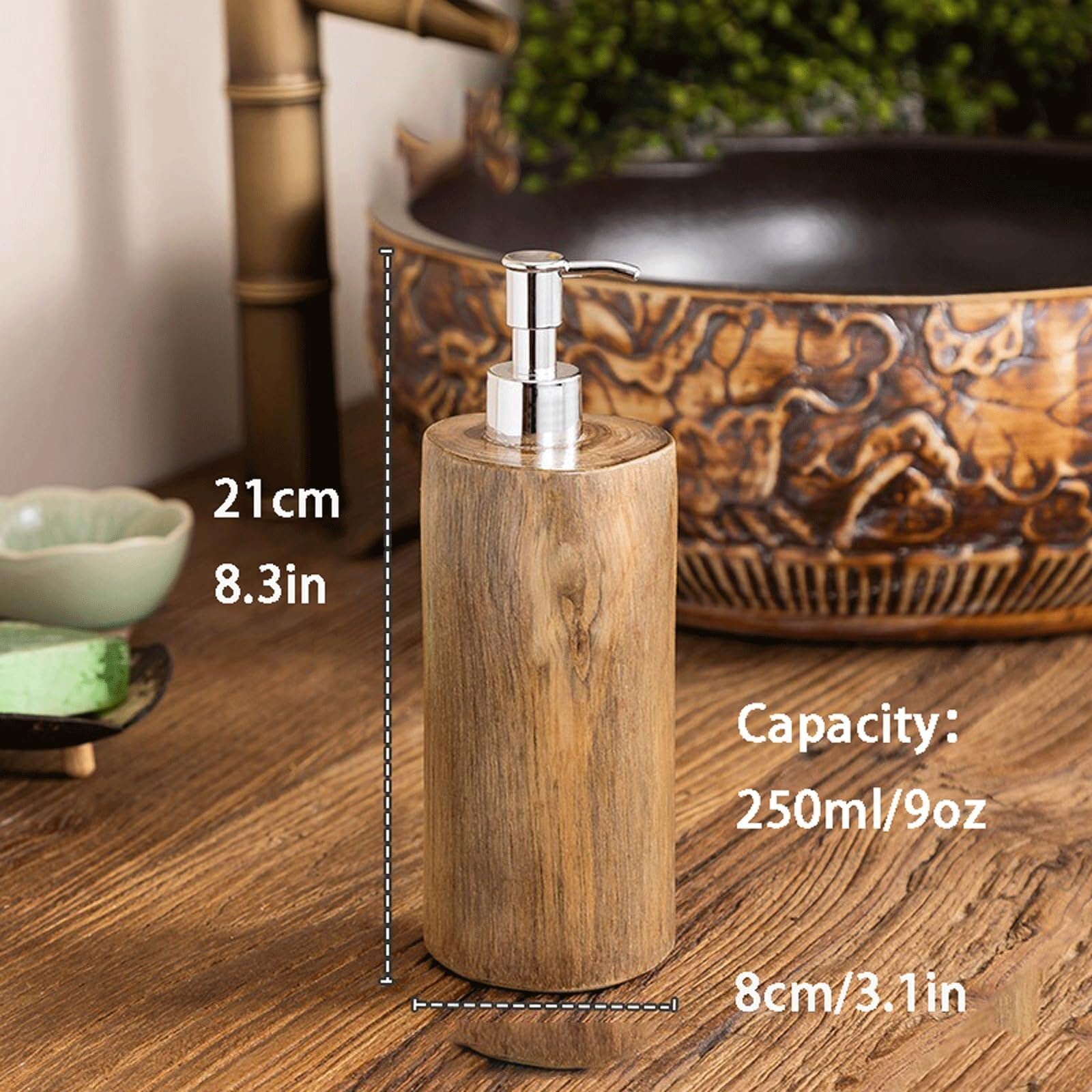 Dispenser di sapone da appoggio Bagno in legno fatto a mano Elegante bagno in ideale for la decorazione del piano di lavoro Nuova casa Complementi d'arredo e accessori(#2)