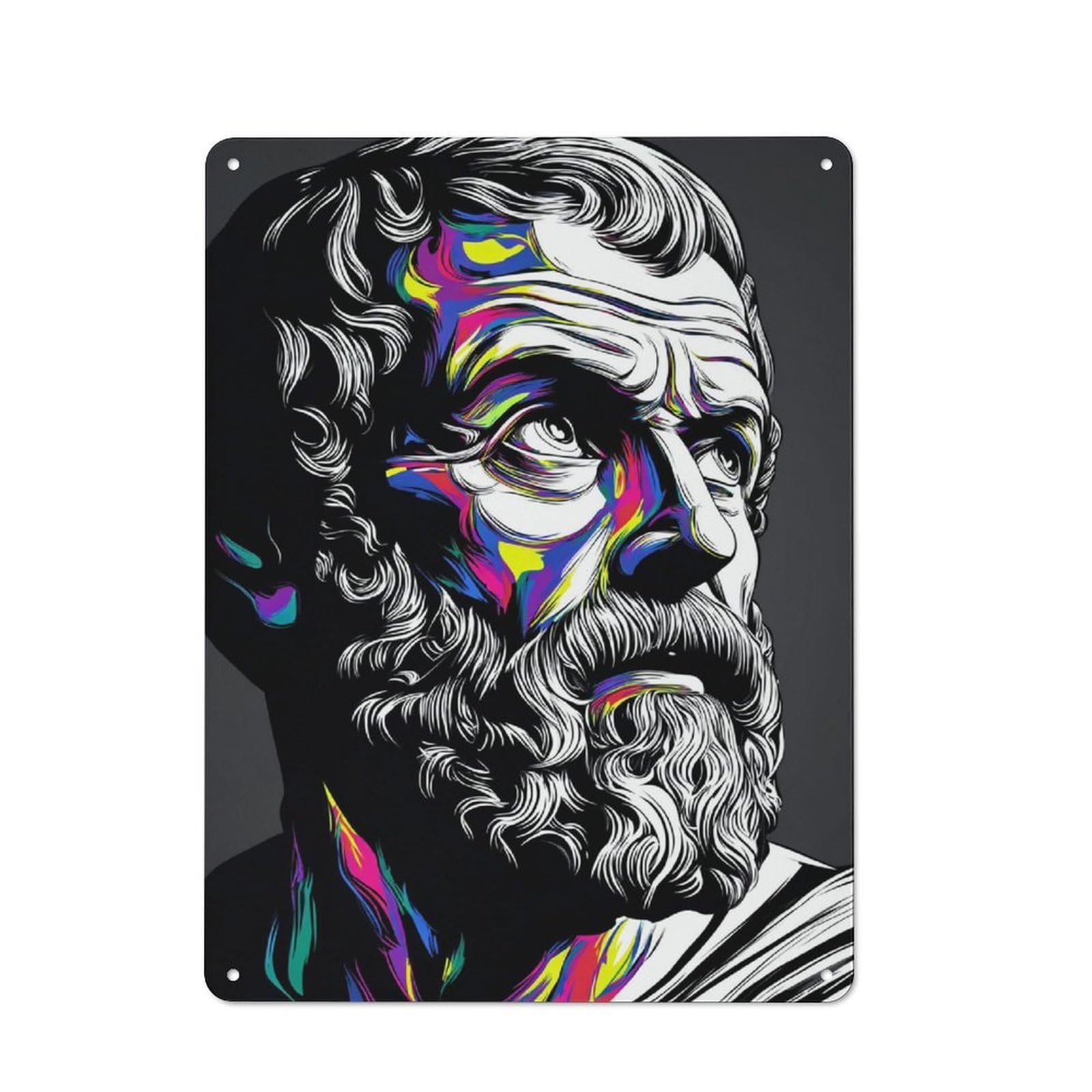 Junmoney Colorful Line Art Portrait Decorative Tin Plaque With Design 40X30cm, Classic Novelty Wall Art For Flat, Dorm Room, Lounge Or Cafe