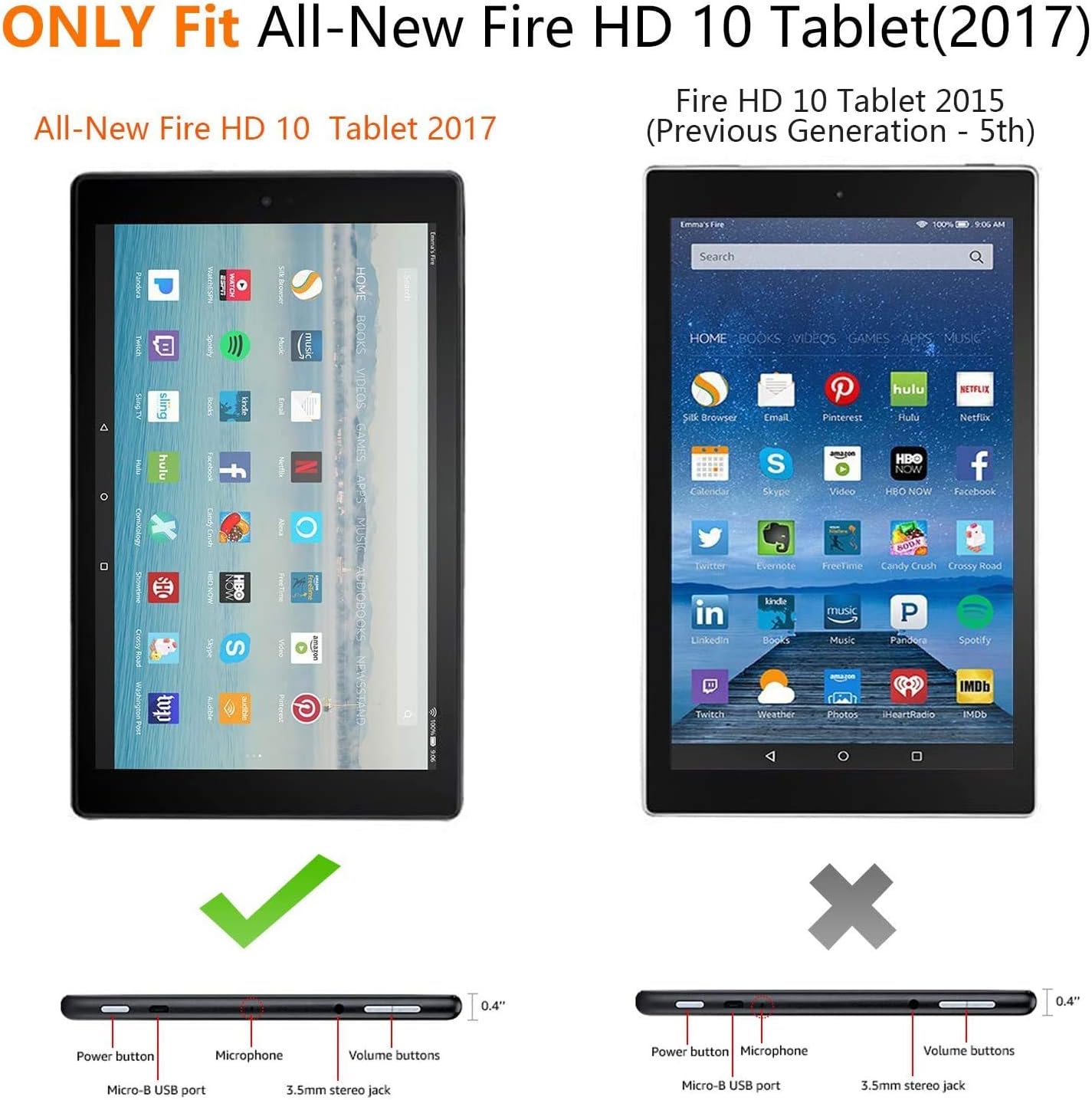 Ztotop Case Compatible with Amazon Kindle Fire 10 Inch Tablet (9th Gen 2019 / 7th Gen 2017)-Slim Folding Stand Case Cover for Fire 10 Inch Tablet 2019/2018/2017(with Auto Wake/Sleep),LuckyTree