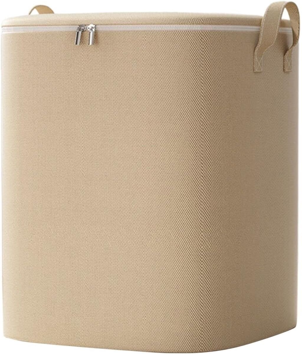 Storage Bag for Clothes Bedding Storage Bag Home Wardrobe Organizer Quilt Clothes Storage Basket with Zipper Storage Container(Beige,45cm)