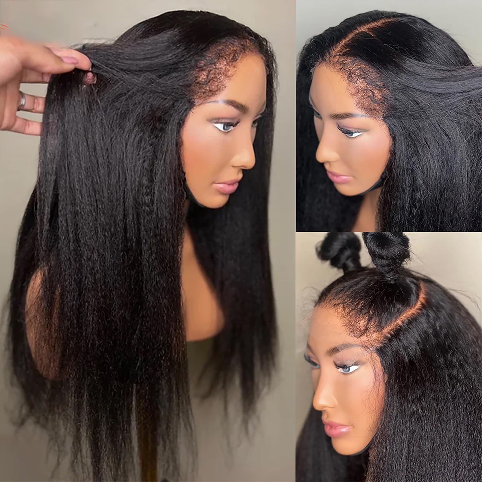 Amazon.com : 200% Density 4C Edges Kinkystraight Wig Human Hair