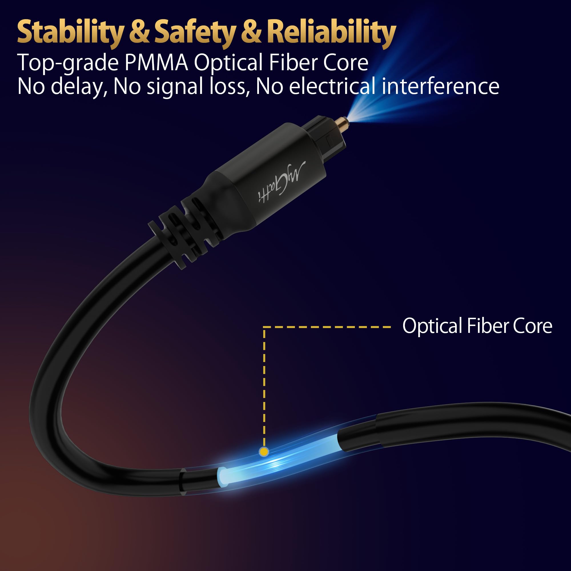 Câble Optique Audio 15m, Toslink Câble Audio Numérique (S/PDIF, Dolby DTS Sound), Cable Fibre Optique pour Home Cinema, Barre de Son, PS4/Xbox One, TV, Amplificateur etc +5 Attaches de Cable