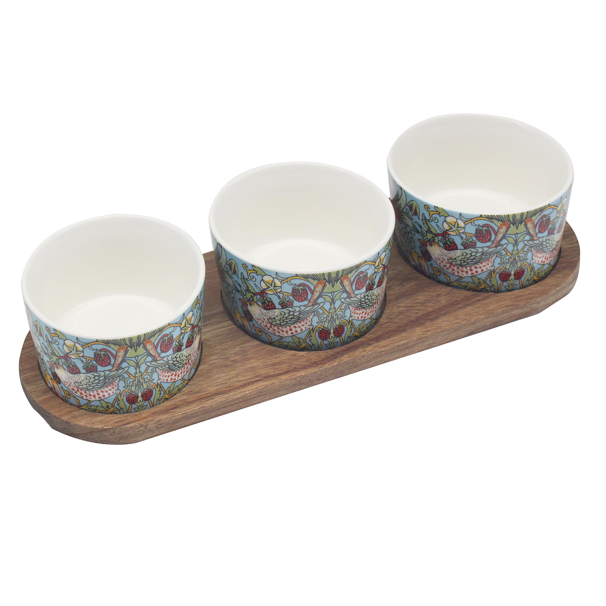 The Leonardo Collection Wm. Morris Strawberry Thief Teal Stoneware Strawberry Thief Snack Bowls for Home and Restaurants | Microwave & Dishwasher Safe Everyday Crockery for Cereal, Noodle, and Fruits