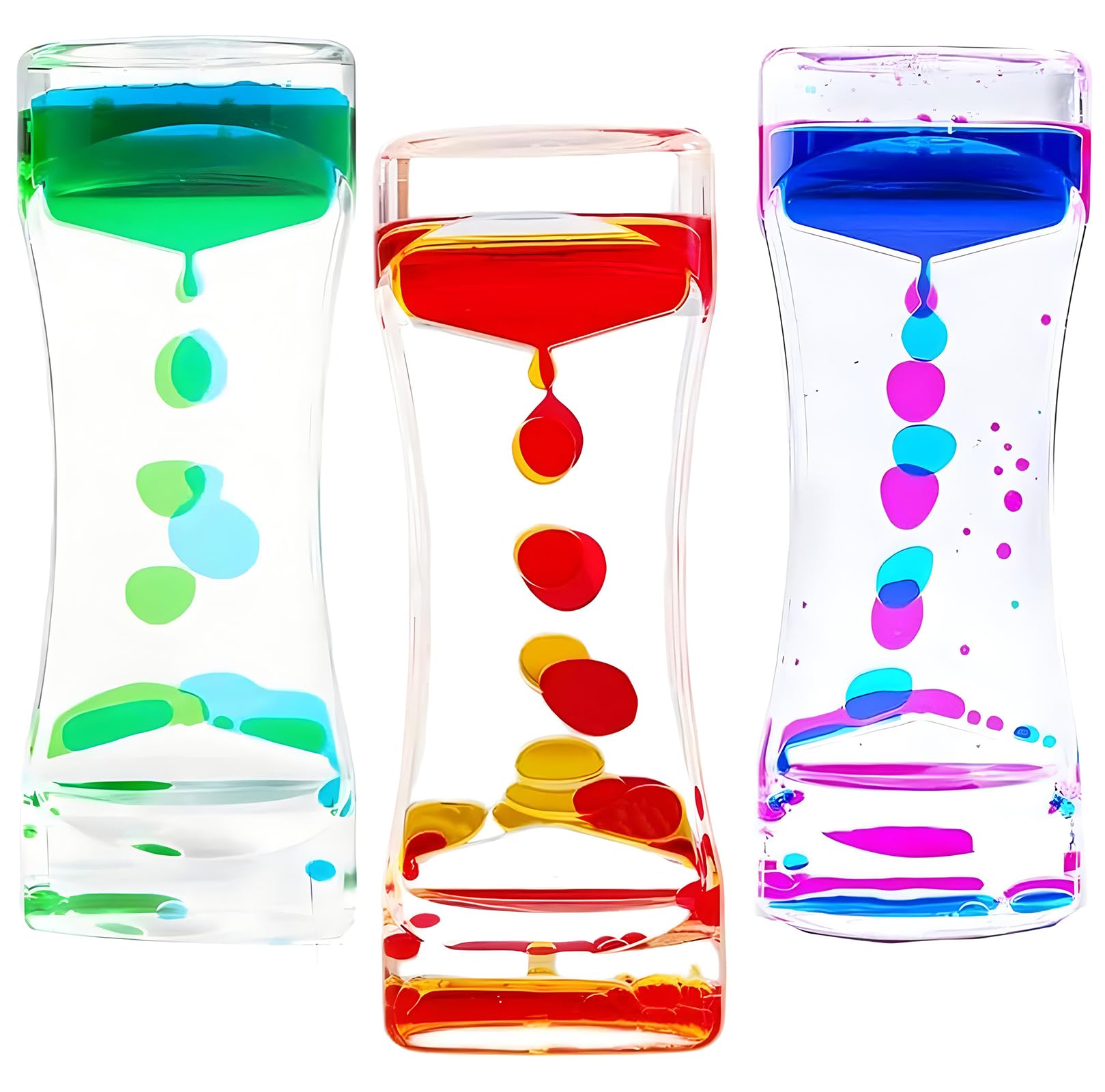 Haletia 3 Pack Liquid Sensory Timer Toy Liquid Motion Bubble Timer Color Lava Lamp Fidget Hourglass Toy for Autism, Sensory Needs, ADHD, Calming Stress Relief (B)
