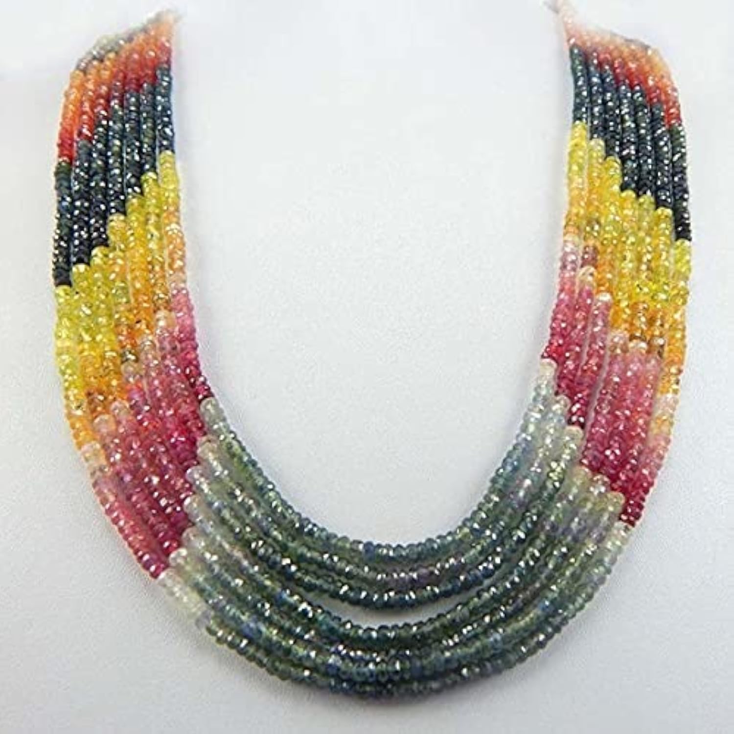 Saphir naturel multicolore perles 3mm rondelles facettées gemmes naturelles fil 17 pouces