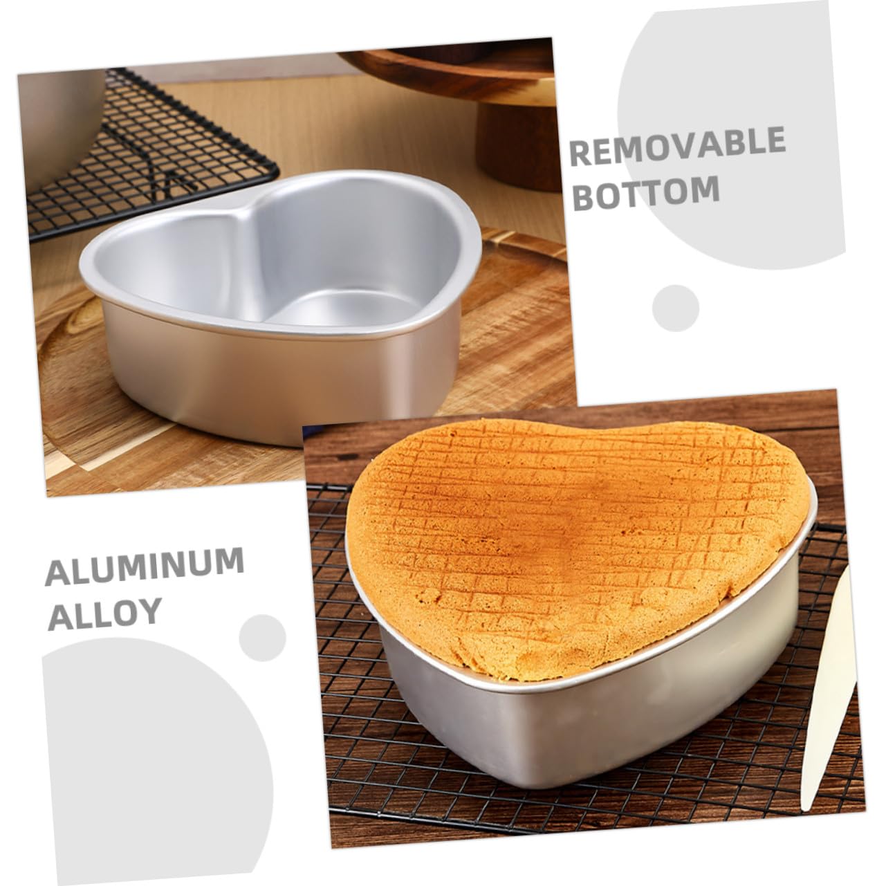 2pezzi Teglia Cuore Per Torte in Alluminio Da Stampo Torta Con Fondo Rimovibile Teglia Per Dolci Da Forno Per Torte e Brownies Forma Di Cuore