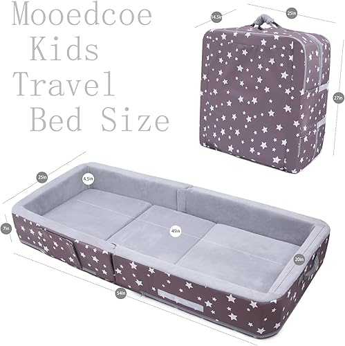 Miniatura 2 de Mooedcoe Cama plegable para niños pequeños con lados, cama plegable para niños pequeños de viaje, cuna de espuma (estrella), color gris