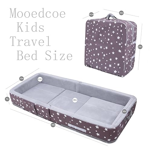 Miniatura 2 de Mooedcoe Cama plegable para niños pequeños con lados, cama de parachoques portátil para niños pequeños para viajes, cuna de espuma para dormir