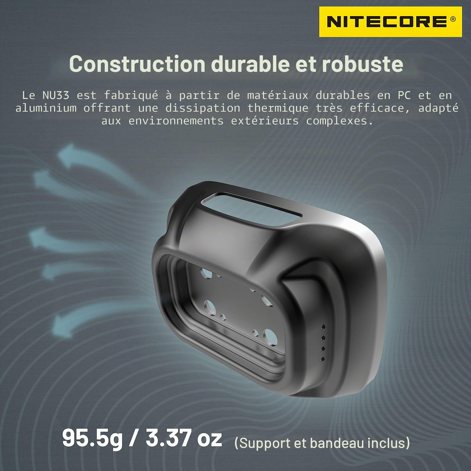 Nitecore NU33 Lampe frontale en aluminium 700 lumens Triple sources de lumière avec étiquette de phare rechargeable USB-C