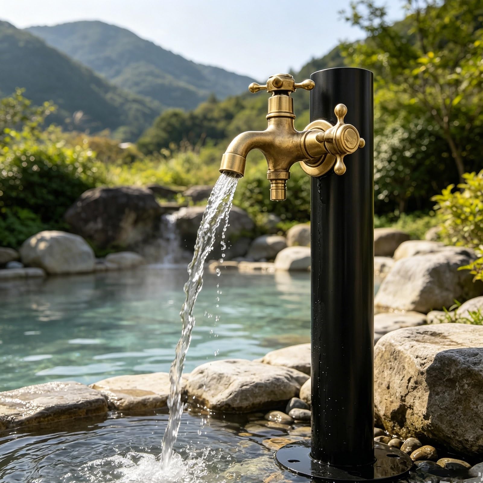 Gaommini Round A Outdoor Water Column With Faucet, Floor Mounted Hydrant Water Tap, Decorative Fountain With Faucet Retro Water Feature Post For Garden Farm Pasture Backyard(,Height: 80Cm/31.5In)