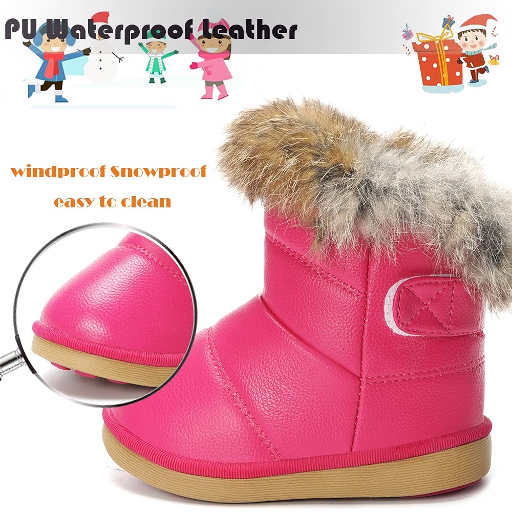 Gaatpot Stivali per Bambine e Ragazze Stivaletti da Neve Scarpe con Invernali Stivale con Imbottitura Calda Impermeabili PU Unisex – Bambini