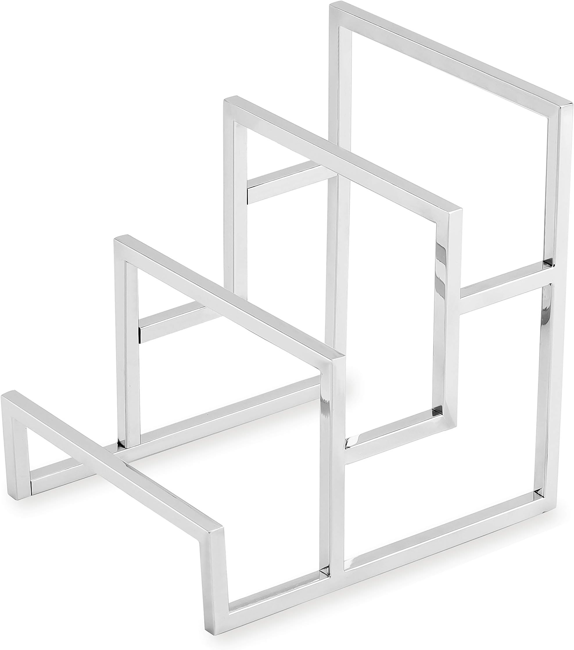 Chrome Clutch Purse Display Stand - 3 Steps Clutch Handbag Holder Purse Closet Organizer - Wallet Displays Rack for Boutique Store - Purse Stands for Display (Polished Silver)