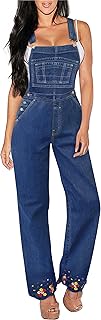 Hybrid & Company Womens Super Comfy Stretch Denim jumpsuit Pants Overalls