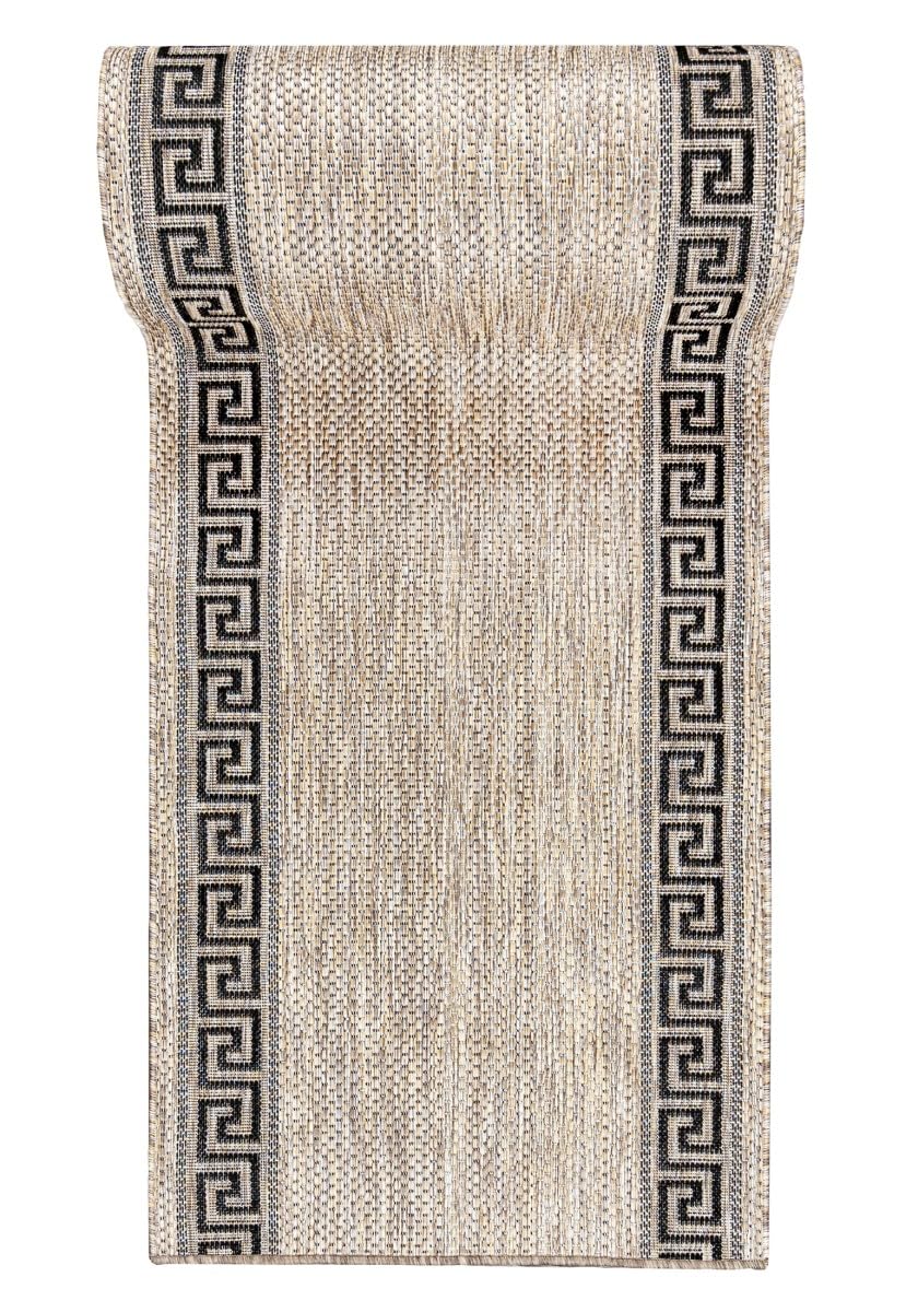 Mazovia Tappeto Cucina - Effetto Sisal Tappeti Cucina - Tappeto per Cucina, Ingresso, Salotto Pelo Corto - Certificato Oeko-Tex - Cura facile - In-& Outdoor - Beige Taupe 100 x 300 cm