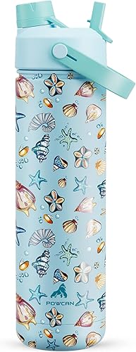 Miniatura 44 de POWCAN - Botella de agua térmica 2 en 1, sorbete y tapa con boquilla, antifugas, acero inoxidable sin BPA, apta portavasos automóvil, bebida fría 24