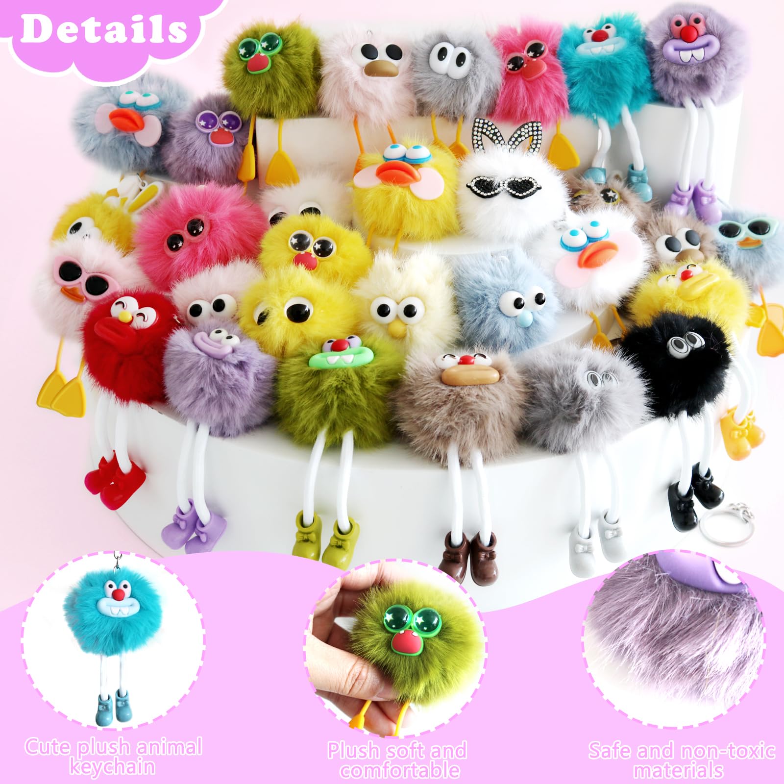 APZ 30 llaveros kawaii lindos para bolsas de regalo de cumpleaños, operación a granel, artículos de Navidad, premios de clase