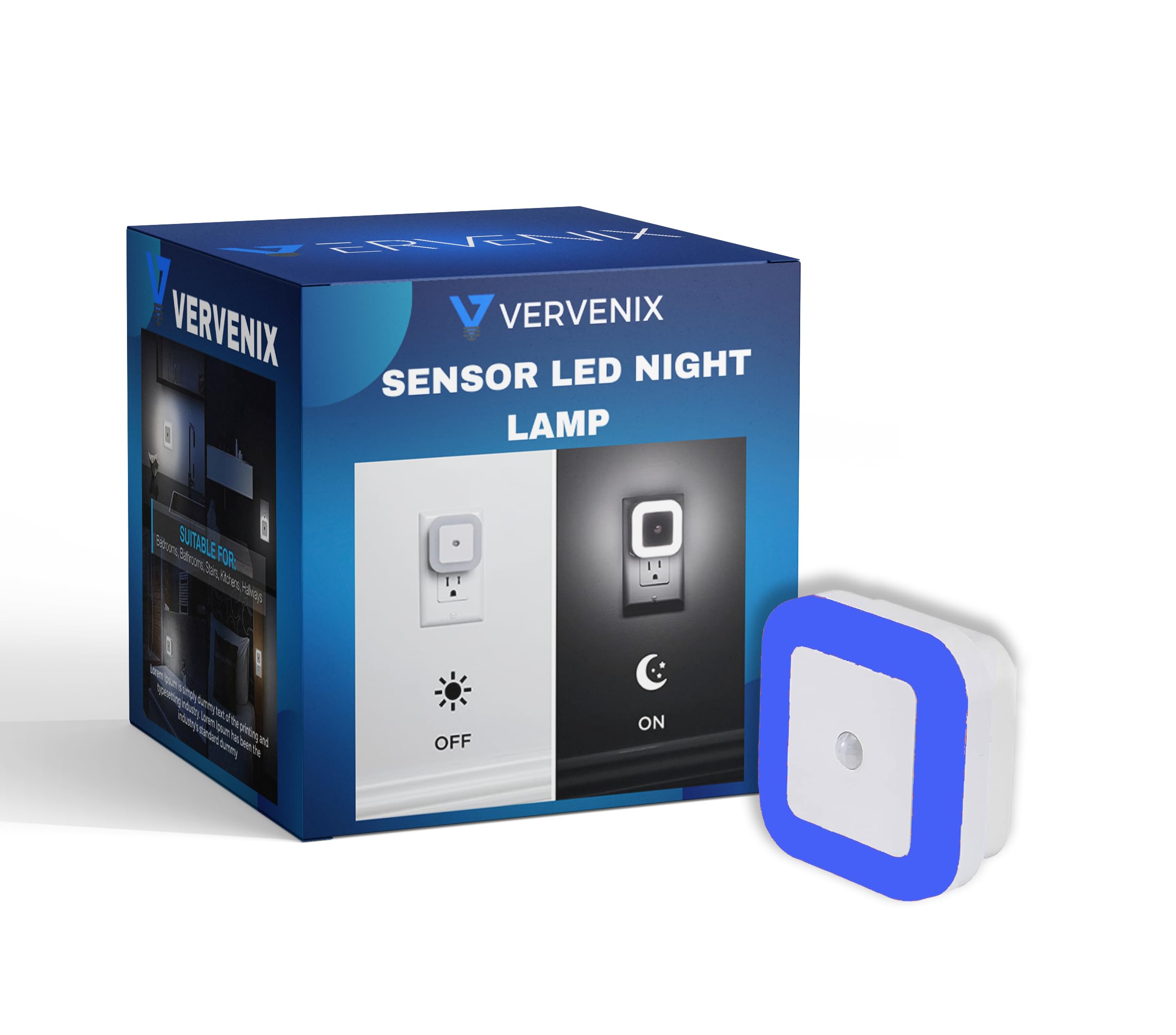 VERVENIX Polycarbonate Led Night Light Lamp Full Automatic 0.5W Attractive Sensor Smart Sensor Led Plug Night Lamp For Hallway, Stairs, Kitchen, Bathroom (Blue - Pack Of 1)