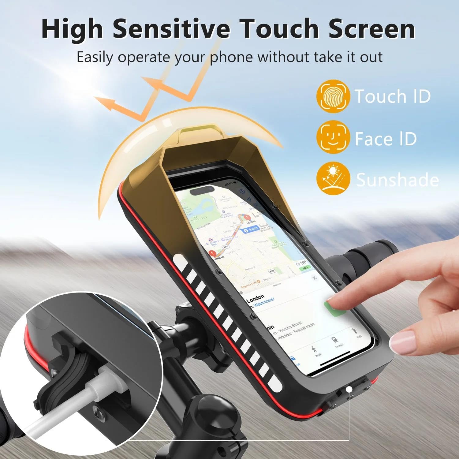 Soporte Móvil Moto Bici Impermeable Cierre Rápido Scooter Manillar para 4,7-7 Pulgadas