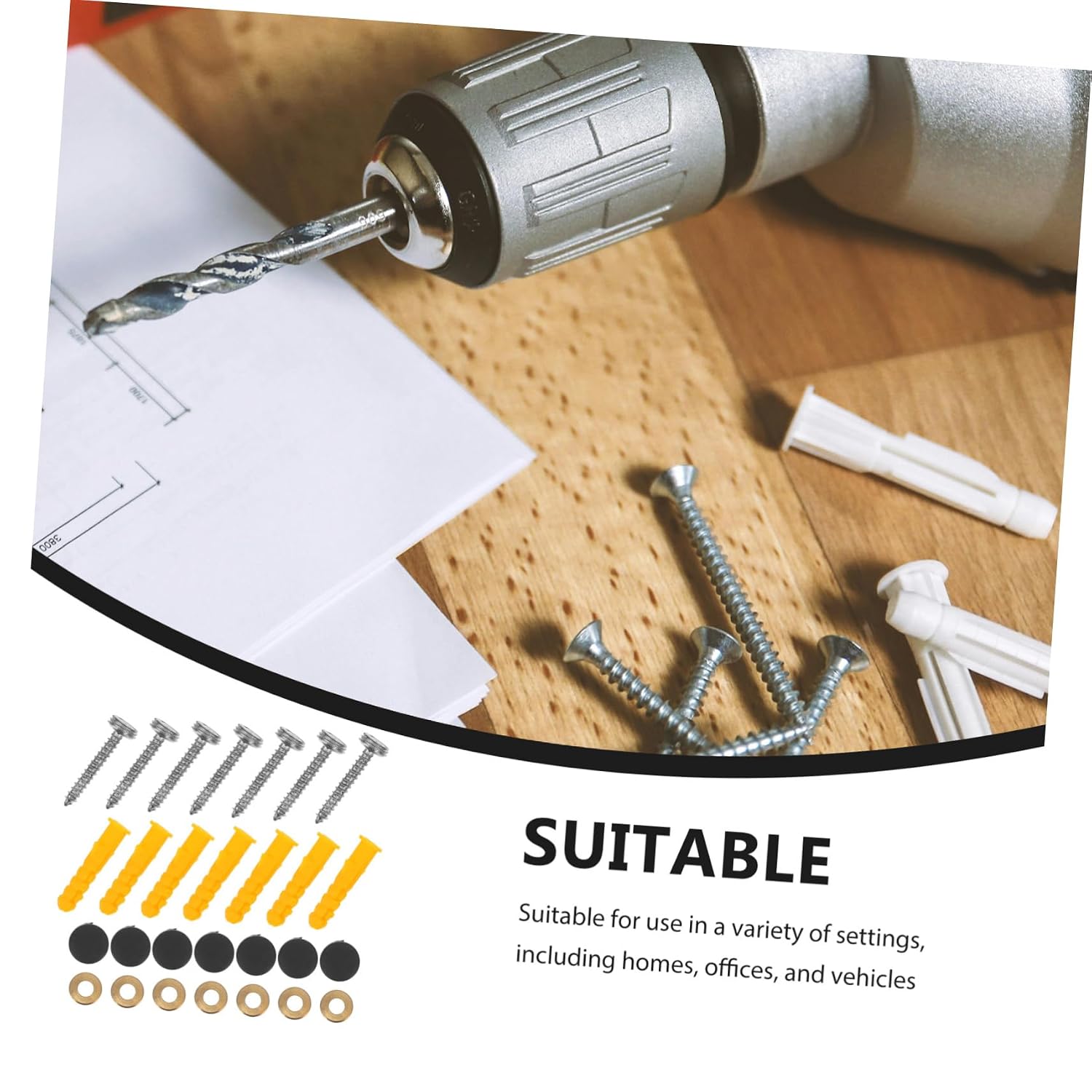 Plastic Screw Cap Covers 20 Set Black for Mirror Fasteners