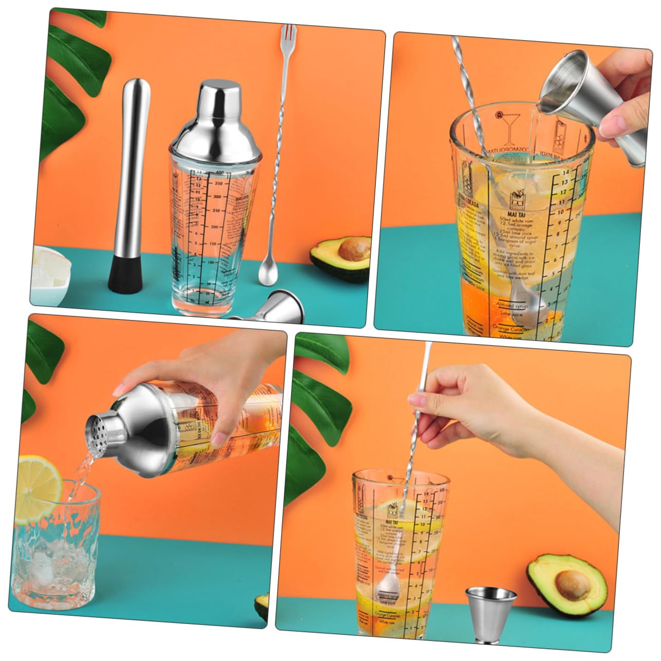 SHOWERORO 1set Per Cocktail Inossidabile Kit Per Barman Per Bar Accessori Per Cocktail Per Bar e