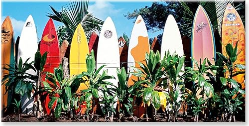 Miniatura 1 de Panorámica Hawaiian Arte coleccionable Imán para nevera – Old Tablas de surf Never Die por Bernard Lassalle